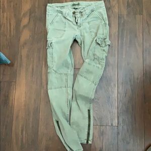 Green Cargo Skinny Pants